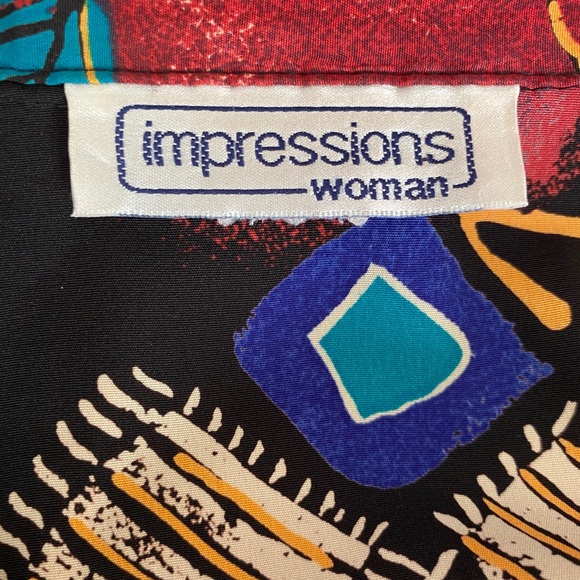 Abstract Silky Button Down Blouse VINTAGE - Picture 7 of 9